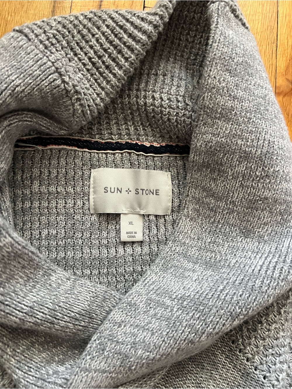 Men’s XL Sun + Stone Light Gray Cowl Neck Sweater
